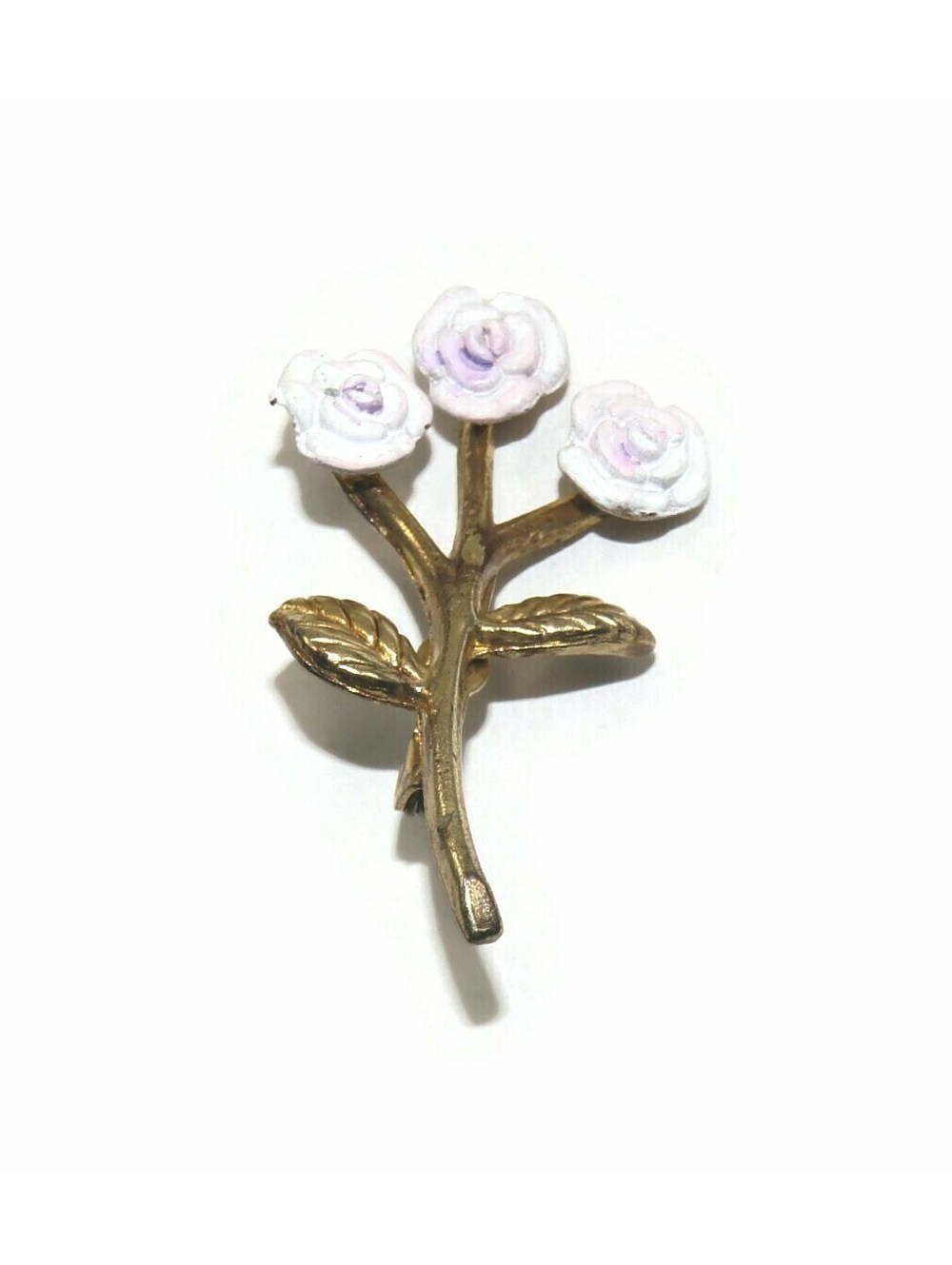 Vintage Gold Tone and Pink Resin Floral Brooch.